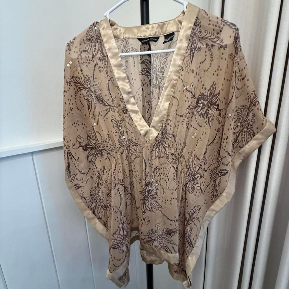 New-york-company Women's Cream and Tan Blouse